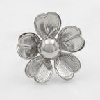 Anillo Margarita Texturizada Plateado Ajustable Para Mujer Plateado Unitalla