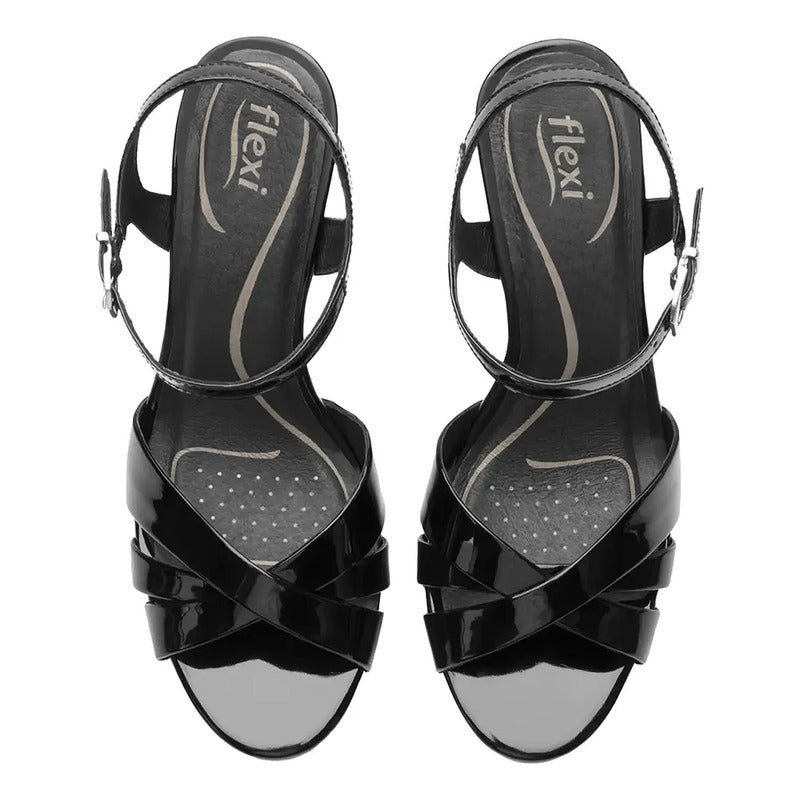 Zapatilla Para Mujer 8cm Comfort Walk 140502 Marca Flexi® Negro Charol 23.5 Mx