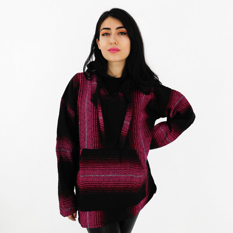 Suéter Poncho Canguro Artesanal Hoodie Acrilico Colores