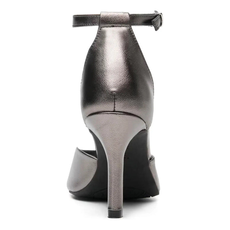Sandalias Tacón 8.5cm Formales Para Dama Estil.140503 Flexi® Antimonio Brillante 24 Mx