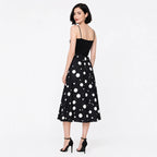 Falda Midi Para Mujer Mod. 4138pd Marca Exotica® Negro Lunares Ch