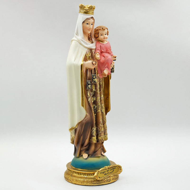 Imagen Religiosa De Resina Virgen Del Carmen 20cm Multicolor