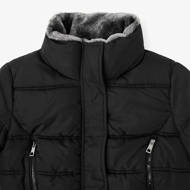 Chamarra Para Mujer Cuello Peluche Dw89-pol7355 Greenlander® Negro G Capitonado