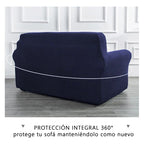 Cubre Sala Set 3 Piezas Estirable Ajuste Perfecto Blank &co® Azul Oscuro Geométrico