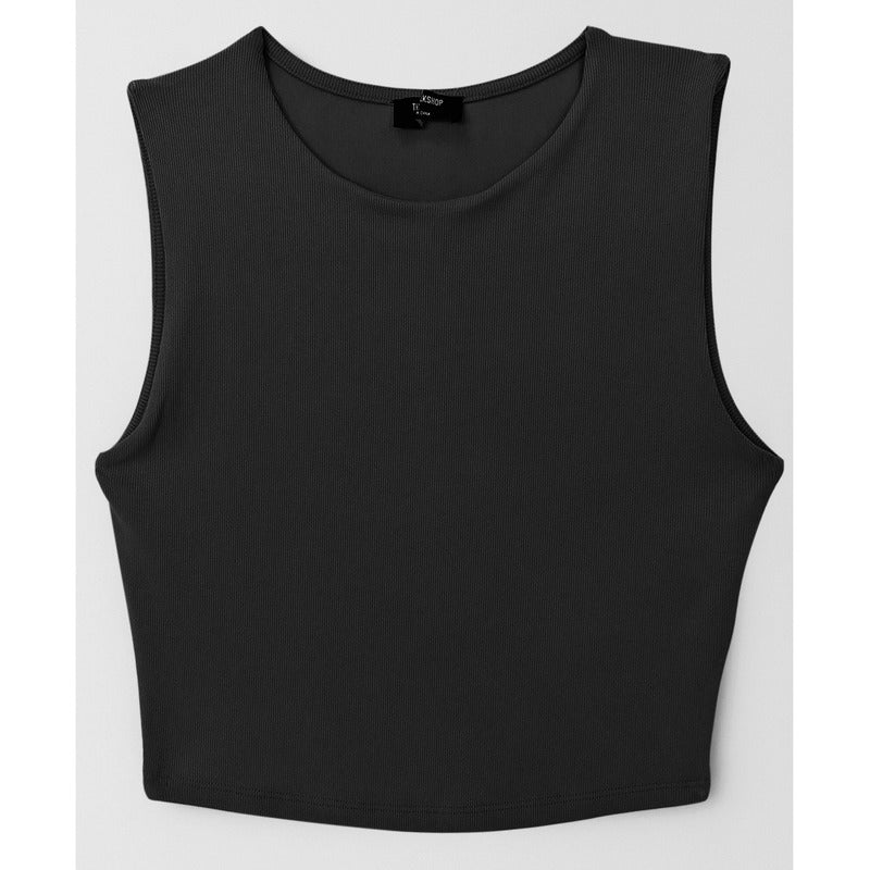 Top Canale Casual De Mujer  Mod.tw1320 The Workshop® Negro Canalé M