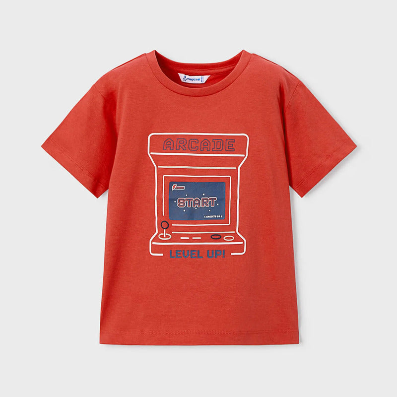 Playera Casual Para Niño Mod.3063 Marca Mayoral® Rojo Arcade 5 Años Lisa