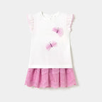 Conjunto Falda Tul + Playera Para Bebé Marca Mayoral® Blanco-lavanda 9-12 M