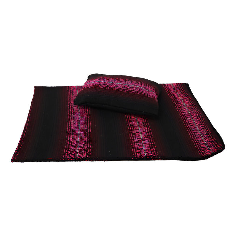 Frazada De Viaje Artesanal Con Almohada Set De Descanso