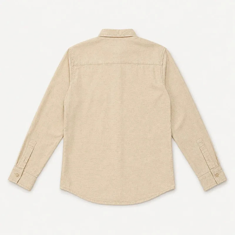 Camisa Lino Regular Fit Para Hombre Mod. Le2604 Roosevelt® Beige Lisa G