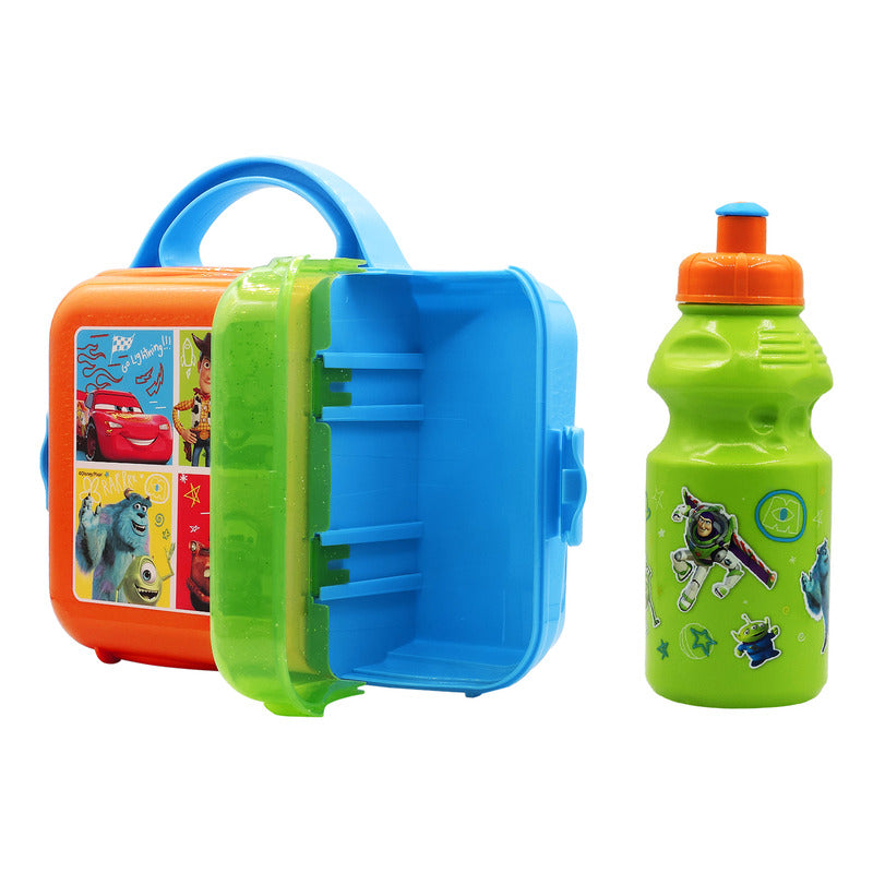 Lonchera Infantil De Plástico Con Botella Diseños Varios
