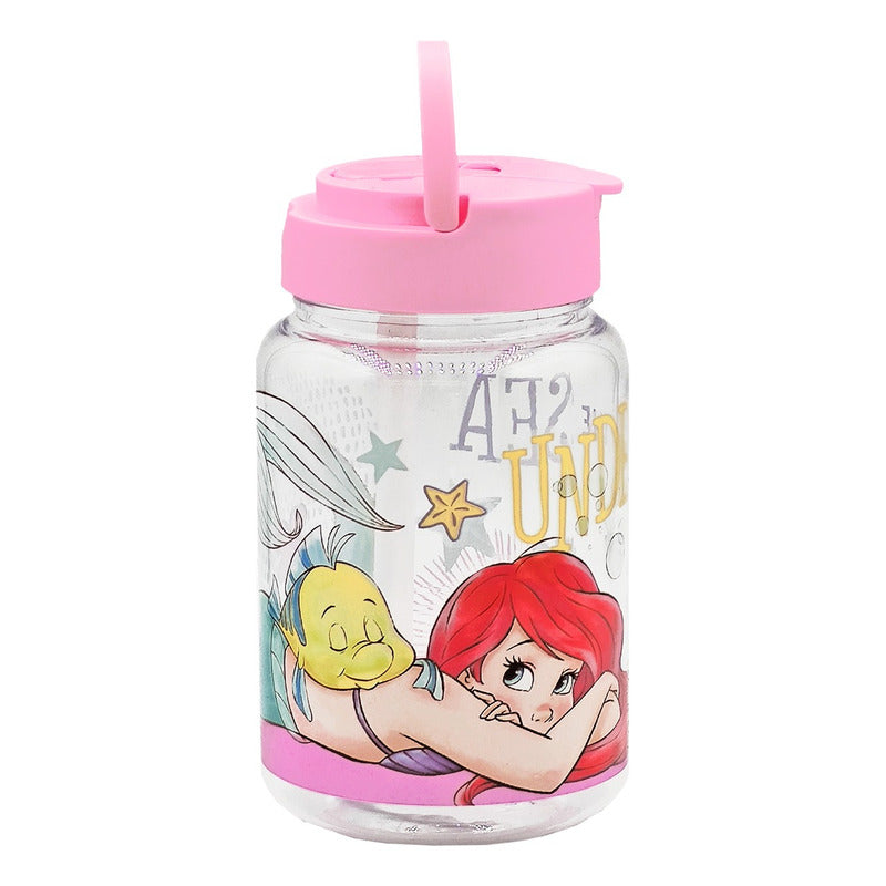 Botella De Plástico 500ml Con Popote Diseños Infantil Varios