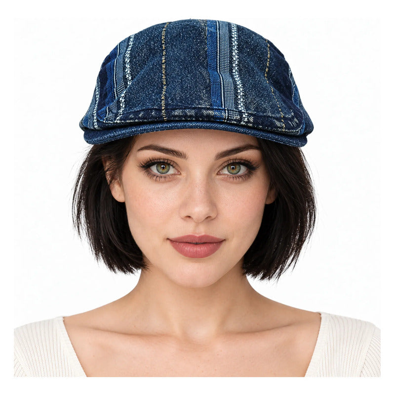 Boina Gorra Casual Retro Para Mujer Atemporal Multicolor Ch Rayas