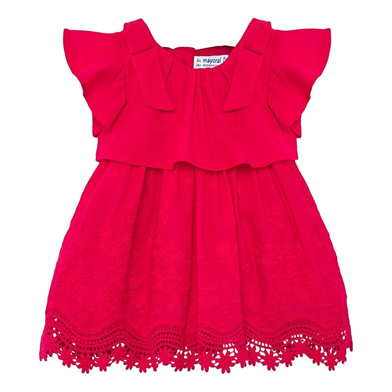 Vestido Ligero Para Bebé Mod.1921 Fresa Marca Mayoral® Fresa Lisa 24 Meses