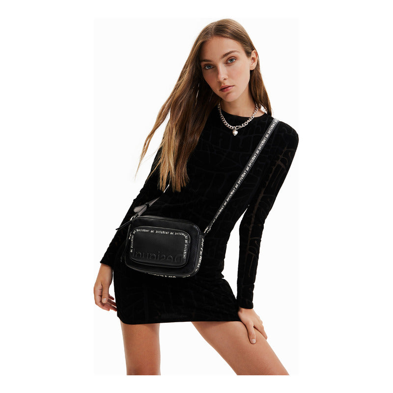 Bolso Pequeño Para Mujer Mod.22waxpay/2000 Desigual® Negro Lisa Níquel Multicolor