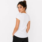 Blusa Básica Suave Casual Para Mujer Apx-0213 Marca Aspik® Blanco Lisa M