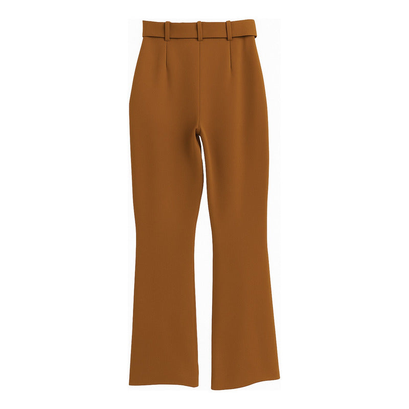 Pantalón De Mujer Casual Con Cinturón Mod.150cml Aldrete® Marrón Liso M