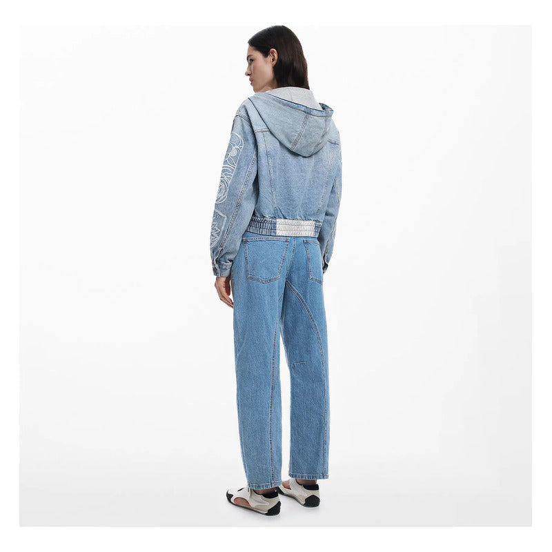 Chamarra Mezclilla Con Bordado Floral 25swed56 Desigual® Mezclilla M Floreado