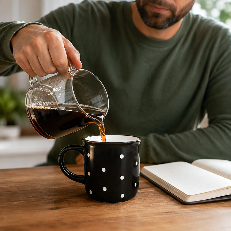 Taza De Ceramica Con Puntos 340ml Mod. 1744-60 Negro Puntos