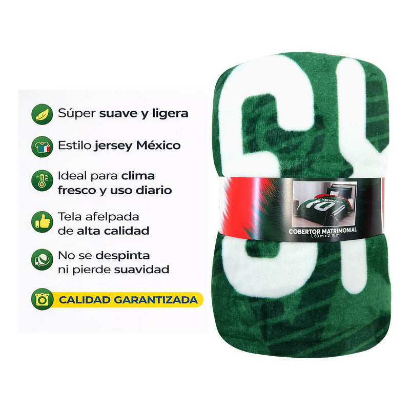 Frazada Ligera Super Suave Matrimonial Futbol Providencia® Equipo 500 G Selección Mexicana