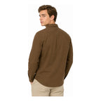 Camisa Lino Regular Fit Para Hombre Mod. Le2601 Roosevelt® Café Lisa G