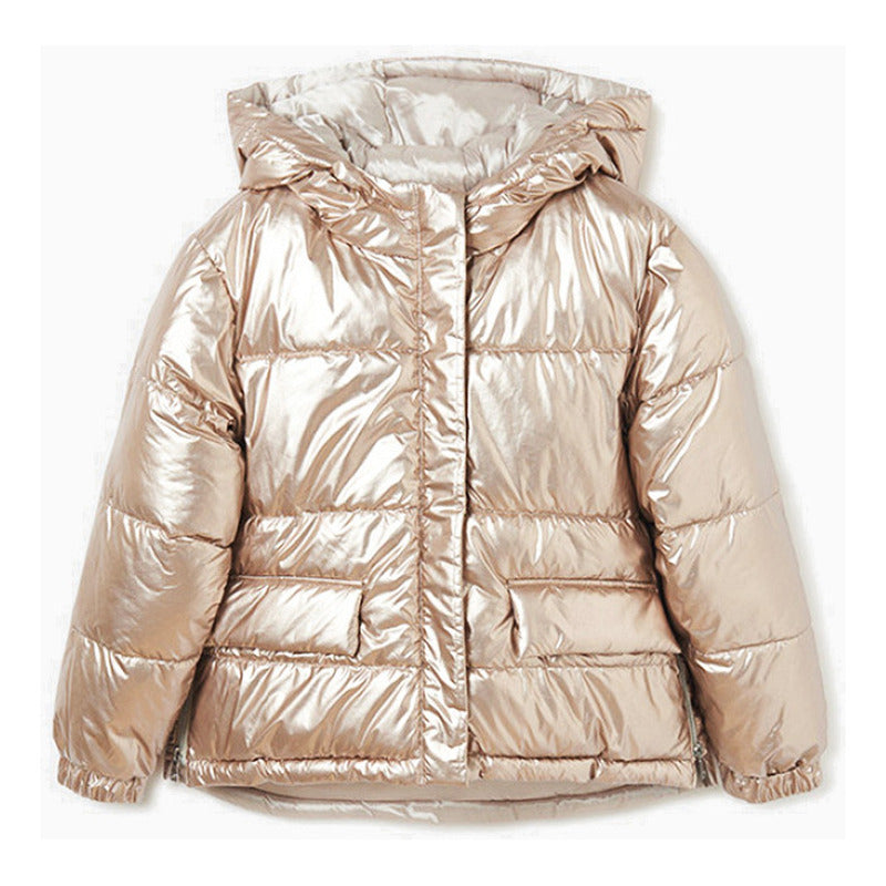Chamarra Para Niña Reversible  Mod.7482 Marca Mayoral® Oro Rosado 12 Lisa