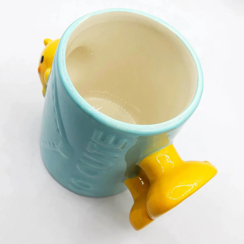 Taza De Cerámica Animales 3d Cute 480ml Marca Top Choice® Celeste Pollito