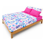 Juego De Sabanas Matrimonial 6pz Tacto Algodón Ultra Suave Multicolor Fucsia Floreado