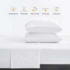 Juego De Sábanas King Size Algodón Y Poliéster + Fundas Blanco Liso