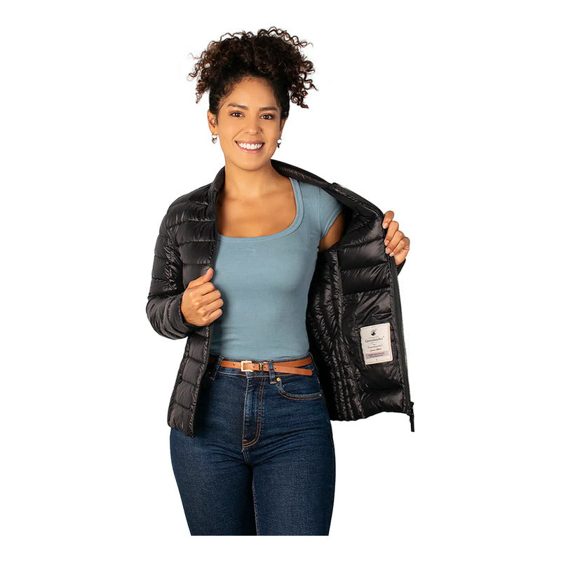 Chamarra Capitonada Mod.dw86-pol7096 De Pluma Greenlander® Negro M Lisa