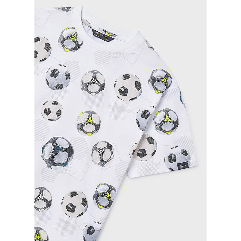 Playera Infantil Y Juvenil 6038 Marca Nukutavake Mayoral® Blanco Pelotas 8 Años Lisa