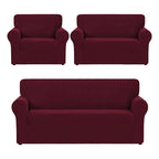 Cubre Sala Set 3 Piezas Estirable Ajuste Perfecto Blank &co® Vino Geométrico