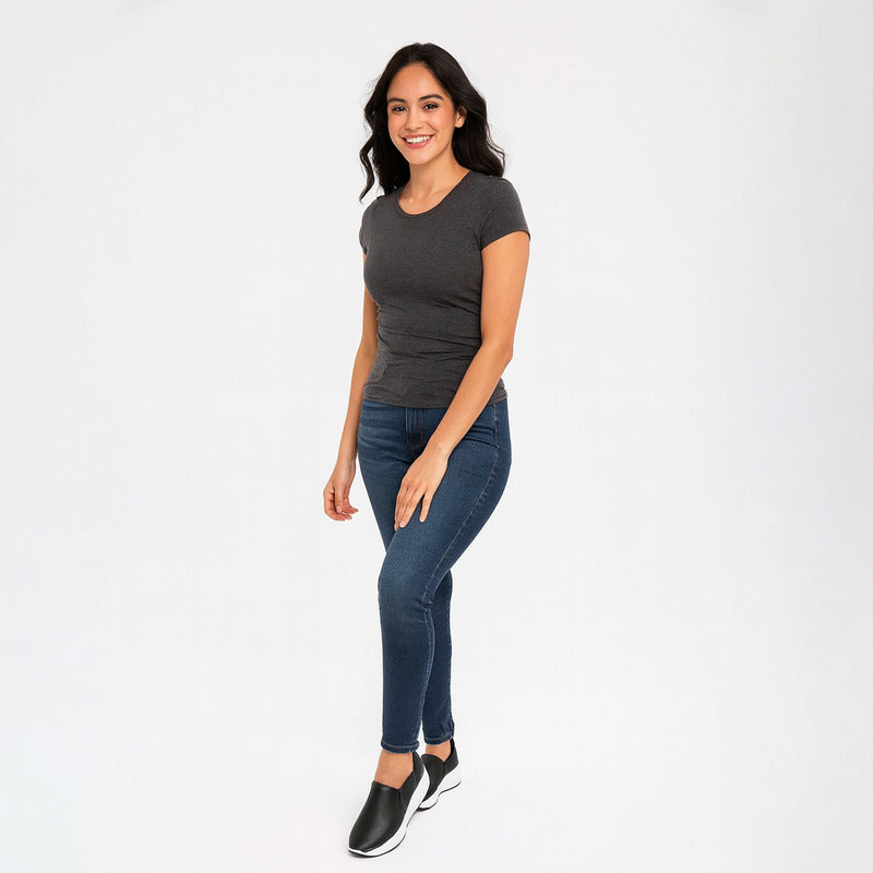 Tenis Para Mujer Slip On Mod.117207 Marca Flexi® Negro Lisa 25 Mx