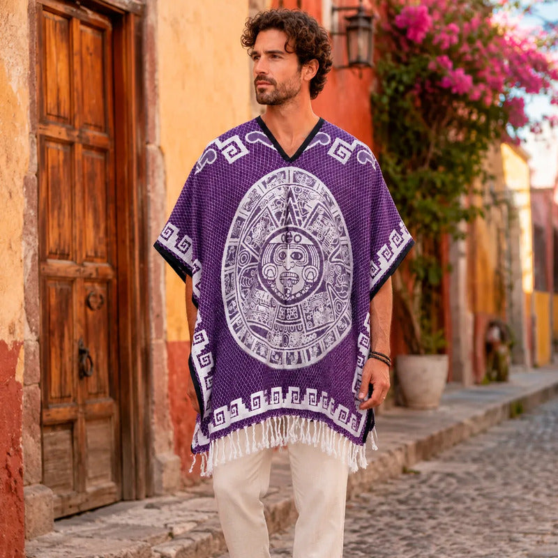 Jorongo Gaban Artesanal Mexicano Colores Calendario Morado Calendario Xg