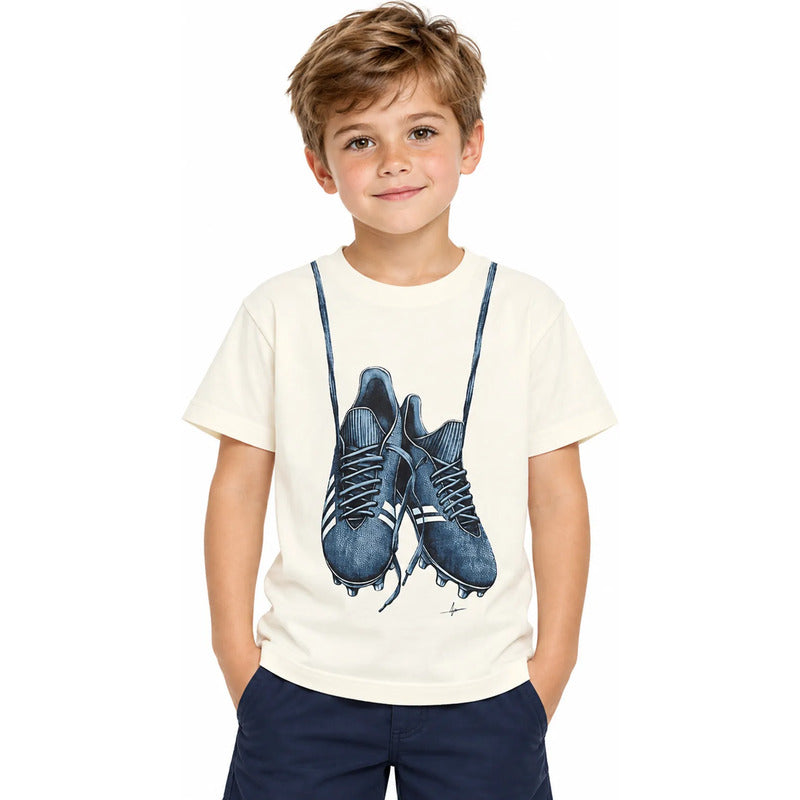 Playera Casual Ligera Para Niño Mod.3075 Marca Mayoral® Nata Futbol 4 Años Lisa