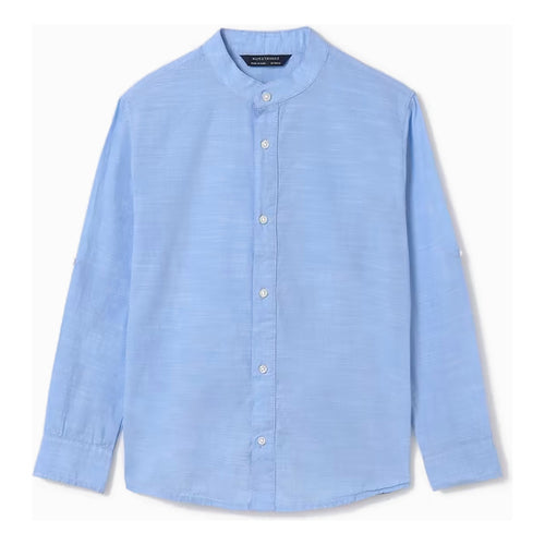 Camisa Manga Larga Para Niño Mod.6121 Marca Mayoral® Azul Claro Lisa 16 Años