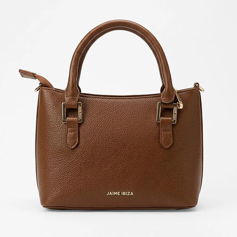 Bolso De Mano Para Mujer Mod. Ji 3017 Marca Jaime Ibiza® Marrón Lisa Níquel