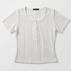 Blusa Casual Semi Calada Para Mujer Mod. K799 Marca Julys® Ivory Calado G