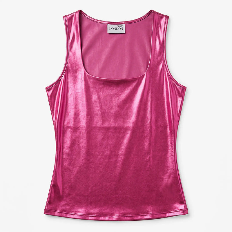 Blusa Efecto Metálico Brillante Mod.194-23 London Fashion® Fuscia Metalico M