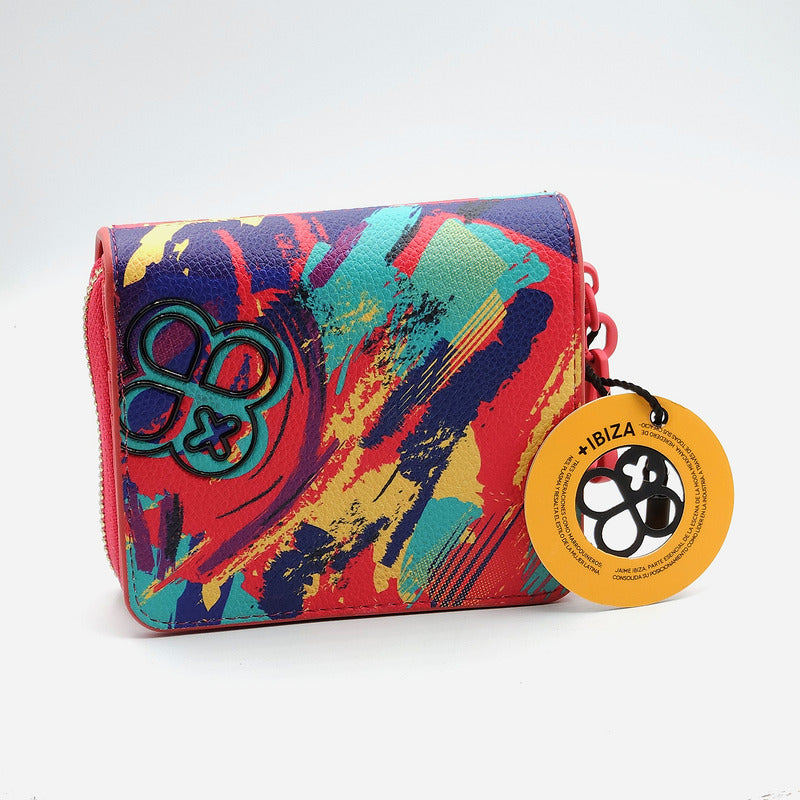 Cartera Juvenil Para Dama Mod. Ji 605 Marca Jaime Ibiza® Multicolor Abstracto