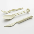 Set Cubiertos Portatil Cuchara+tenedor+cuchillo De Plastico Beige 1819-25