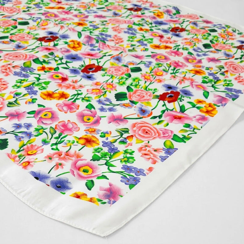 Mascada Ejecutiva De Satín Cuadrada Fina Para Mujer Multicolor Floral Primaveral Unitalla