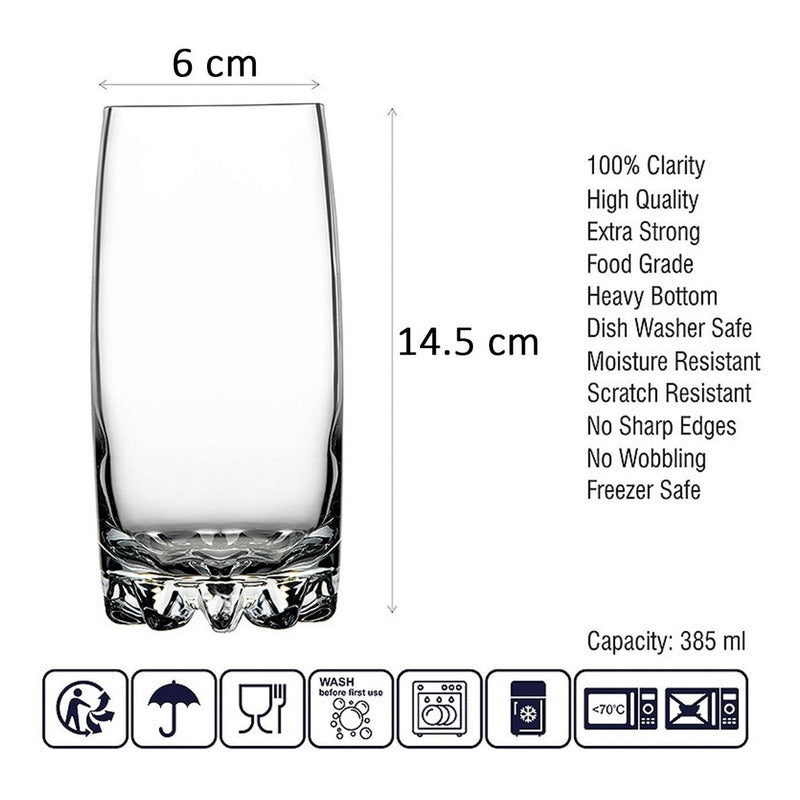 Vaso De Vidrio 6 Pz Mod.sylvana Marca Pasabahce® Vidrio