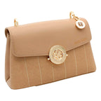 Bolso Crossbody Mod. 2432 Para Mujer Marca Jaime Ibiza® Taupe Lisa/rayas Oro Marrón Claro