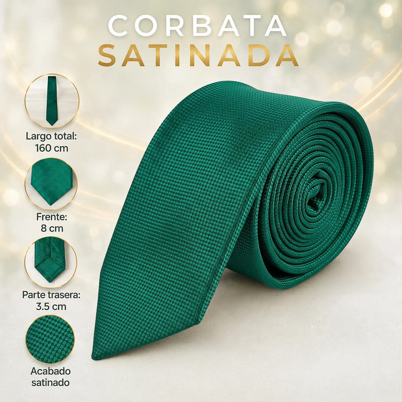Corbata Elegante Para Hombre Eventos Y Negocios Marca Cotu® Verde Oscuro Texturizado 160 Cm