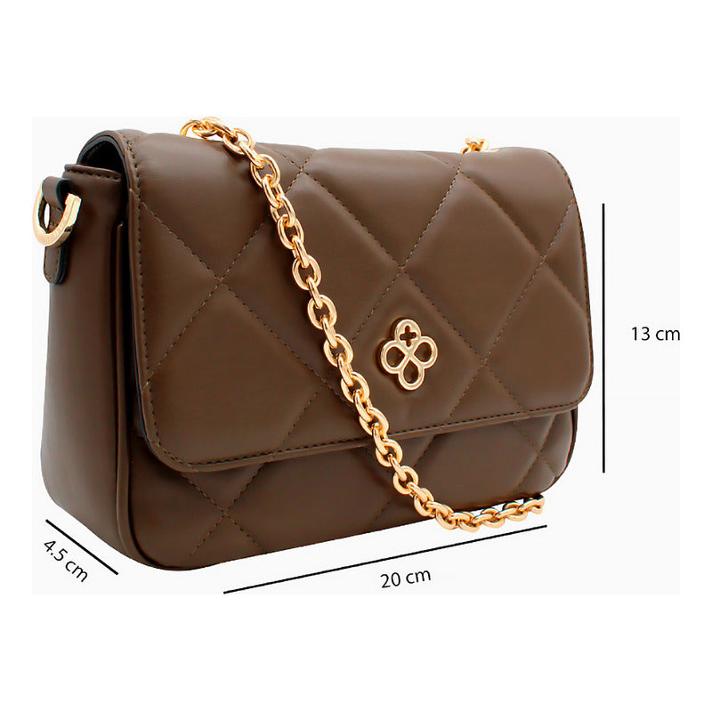 Bolso Crossbody Tacto Piel Mod.ji2526 Marca Jaime Ibiza® Chocolate Lisa Oro