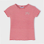 Blusa De Niña Mod.3042 Carmín Marca Mayoral® Rayas Carmín 3 Años