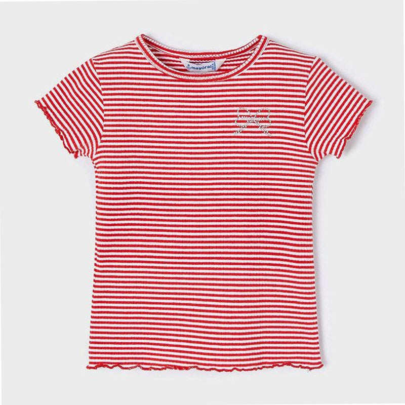 Blusa De Niña Mod.3042 Carmín Marca Mayoral® Rayas Carmín 3 Años