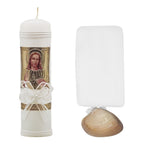 Set Para Bautizo Vela+concha+toalla+caja De Madera