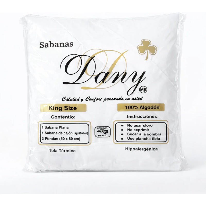 Juego De Sábanas King Size Algodón Y Poliéster + Fundas Blanco Liso