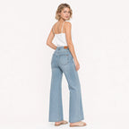 Pantalon Ancho Para Mujer Mod. Dxd0569 Marca Doux® Azul Cielo Lisa 38